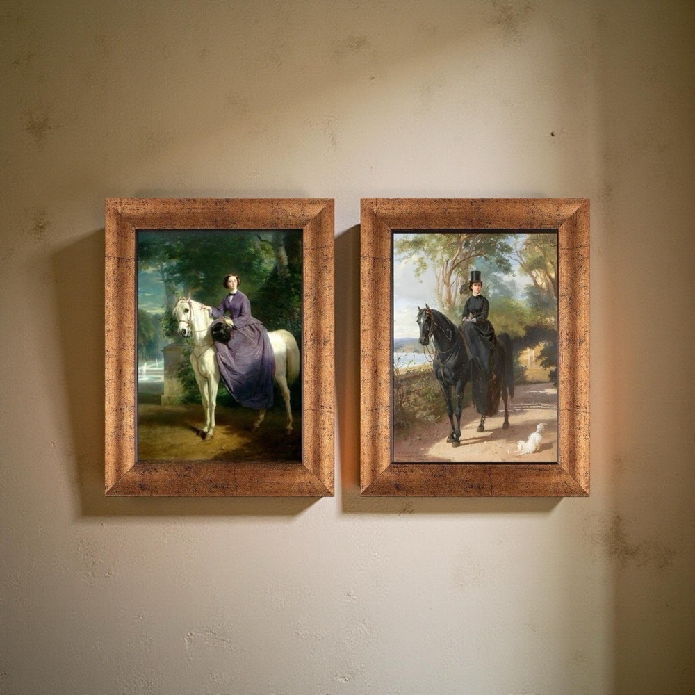 Vintage Equestrian Sidesaddle Riders | Set of Two